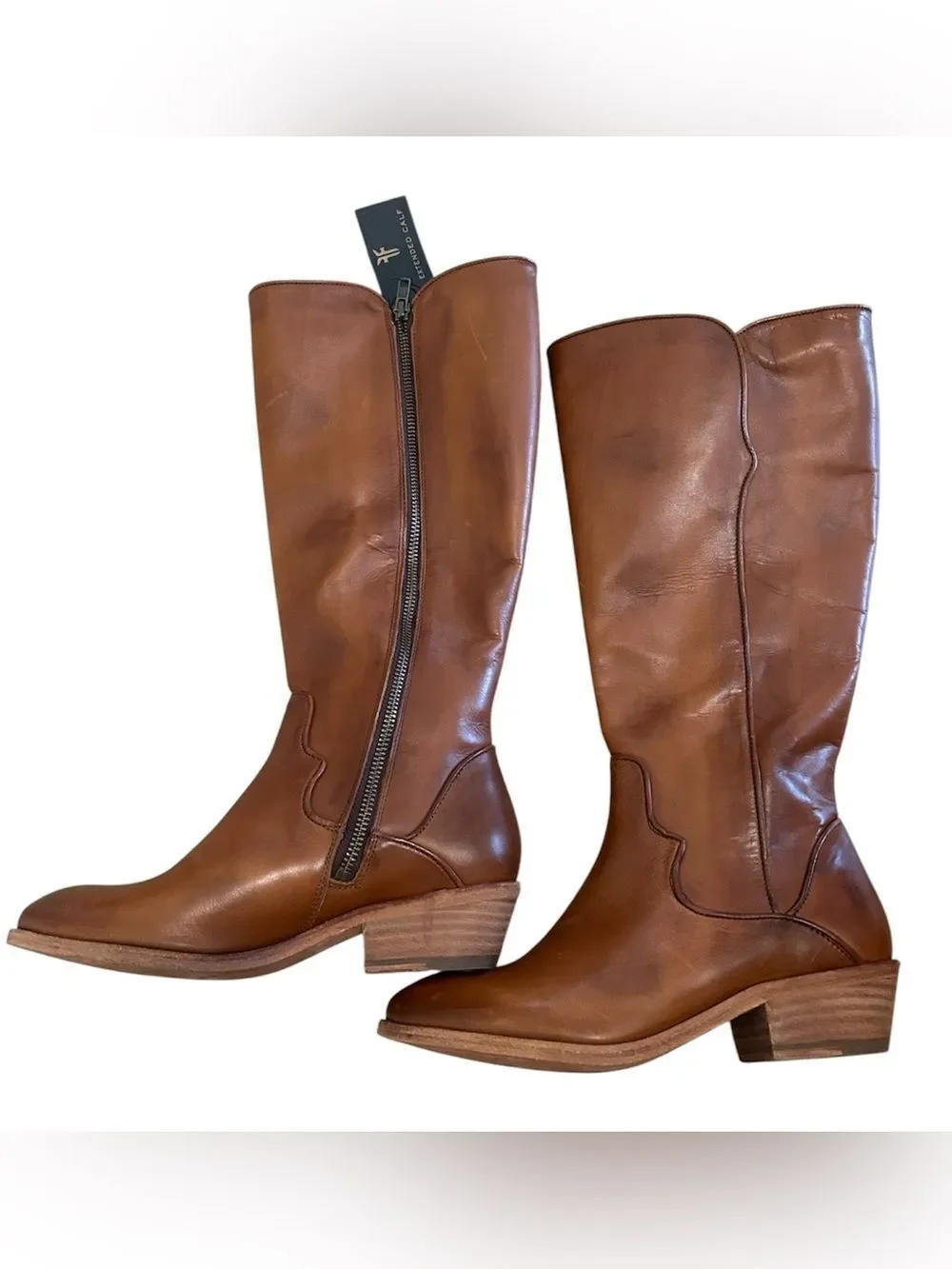 Frye Carson Piping Carmel Leather Tall Knee High Boots, size 6.5, NWT NO BOX